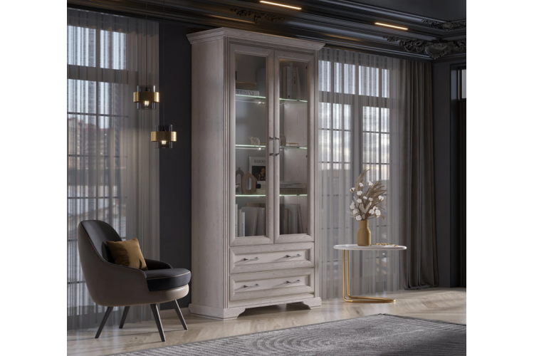 Витрина с подсветкой Стилиус лиственница сибирская REG2W2S-3