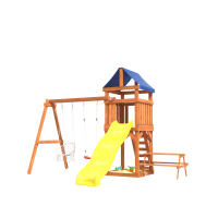 Детская площадка Fun Land с плетенным креслом, горкой и столиком со скамейками