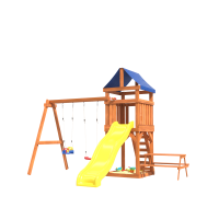 Детская площадка Fun Land с качелями 3в1, горкой и столиком со скамейками