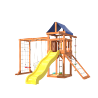 Детская площадка Fun Land с модулем сетка-рукоход, мини сеткой, подвесным креслом и качелями