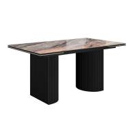 Стол DikLine IKD160 керамика Venetian Brown Light глянец, подстолье черное, опоры черные (2уп.)