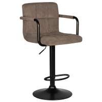 Стул барный DOBRIN KRUGER ARM BLACK, какао вельвет (LAR-E2041-05)