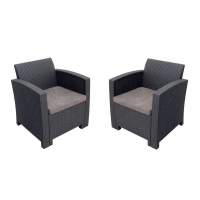 Кресло (2шт.) b:rattan Arizona, антрацит (2 подушки)