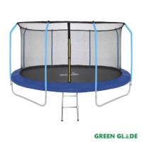 Батут уличный Green Glade с сеткой и лестницей 12-футовый 4 ножки 8 стоек (2 кор.)