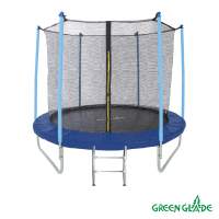 Батут уличный Green Glade с сеткой и лестницей 8-футовый 3 ножки 6 стоек без верх.кольца