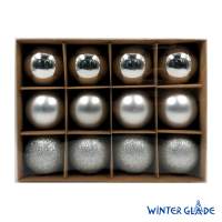 Набор ёлочных шаров Winter Glade, пластик, 6 см, 12 шт, серебряный микс