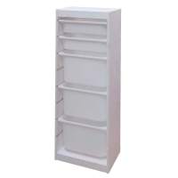 Стеллаж ИКЕА (IKEA) Стеллаж средний верт. 440х300х1160 ТРУФАСТ БЕЛЫЙ сосна,контейнеры:белый(3Б)/белый(2С) 