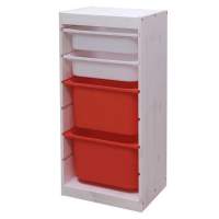 Стеллаж ИКЕА (IKEA) Стеллаж вертикальный 440х300х910 ТРУФАСТ БЕЛЫЙ сосна,контейнеры:белый (2С)/оранж.(2Б)
