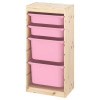 Стеллаж ИКЕА (IKEA) Стеллаж вертикальный 440х300х910 ТРУФАСТ б/п сосна,контейнеры:розовый (2С)/розовый(2Б)