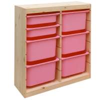Стеллаж ИКЕА (IKEA) Стеллаж вертикал.двойной 870х300х910 ТРУФАСТ б/п сосна,контейнеры:розовый(5Б)/розовый(2С)
