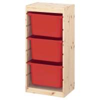 Стеллаж ИКЕА (IKEA) Стеллаж вертикальный 440х300х910 ТРУФАСТ б/п сосна,контейнеры:красный (3Б) 