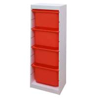 Стеллаж ИКЕА (IKEA) Стеллаж средний верт. 440х300х1160 ТРУФАСТ БЕЛЫЙ сосна,контейнеры:оранжевый (4Б) 