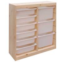 Стеллаж ИКЕА (IKEA) Стеллаж вертикал. двойной 870х300х910 ТРУФАСТ б/п сосна,контейнеры:белый (3Б)/белый (6С)