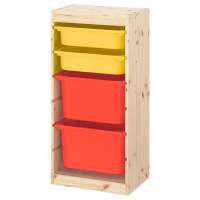 Стеллаж ИКЕА (IKEA) Стеллаж вертикальный 440х300х910 ТРУФАСТ б/п сосна,контейнеры:желтый (2С)/оранжевый(2Б)