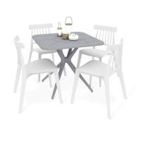 Обеденная группа SHT-DS198 серый/белый с раздвижным столом