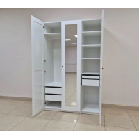 Шкаф Гардероб ПАКС PAX (комбинация) с 4 ящиками и с зеркалом 150x60x233 см белый