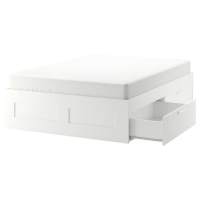 Кровать БРИМНЭС (BRIMNES) с 4 ящиками, белый 140х200 см