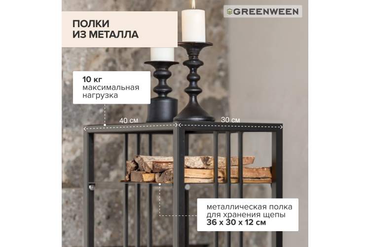 Дровница CAPRI MINI, черная, столешница металл GreenWeen-4
