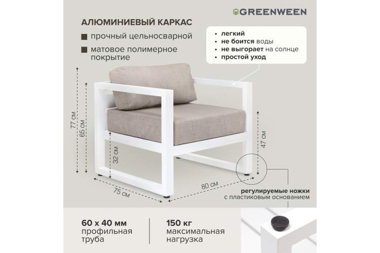 Садовая мебель CAPRI / диван, 2 кресла, стол, пуф GreenWeen-7