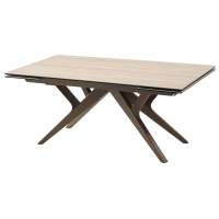 Стол КОСТА (COSTA) 180 ТРАВЕРТИН (MATTE SPANISH TRAVERTINE) керамика/ Латте / Орех натур, ®DISAUR