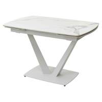 Стол ALATRI 120 GLOSS STATUARIO WHITE SOLID CERAMIC / WHITE, ®DISAUR