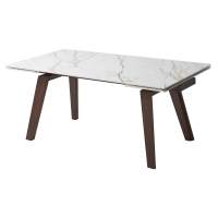 Стол БЭТИС (BETIS) 180 цвет МРАМОР (MATTE GILDED WHITE SOLID CERAMIC) / Орех (WALNUT), ®DISAUR
