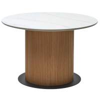 Стол MESA D120 цвет БЕЛЫЙ МРАМОР M326 / Каркас OAK, ®DISAUR керамический