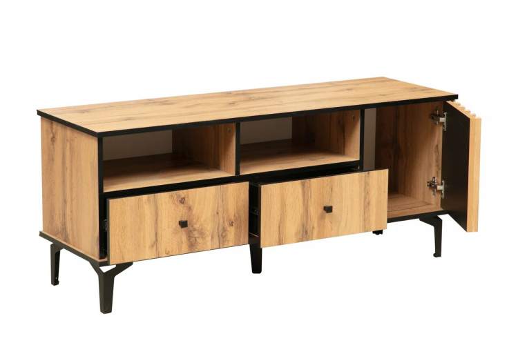 Тумба под ТВ 51.06 "Либерти" (опора h=150мм) Дуб вотан, Черный/профиль Masa Decor дуб вотан-2