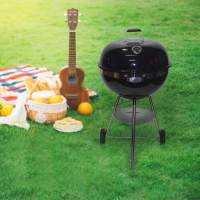 Угольный гриль барбекю Grill BBQ портативный, модель 22018B с хромированной решеткой