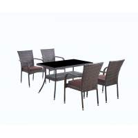 Комплект мебели из искусственного ротанг стол Рио и 4 кресла Милан Dark Brown