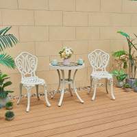 Стол круглый из литого алюминия с керамикой КЕРАМИК «CERAMIC» D60х66 — White