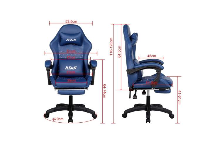 Игровое кожаное кресло WF-6073, с подголовником, металлическим железным каркасом, с подставкой для ног, регулируемыми подлокотниками и регулируемая спинка-9