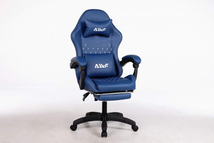 Игровое кожаное кресло WF-6073, с подголовником, металлическим железным каркасом, с подставкой для ног, регулируемыми подлокотниками и регулируемая спинка