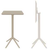 Стол пластиковый барный складной Sky Folding Bar Table 60 Siesta Contract бежевый