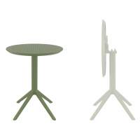 Стол пластиковый складной Sky Folding Table Ø60 Siesta Contract оливковый
