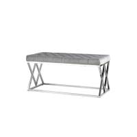 Банкетка ИНСИГНИЯ велюр серый сталь серебро STOOL GROUP