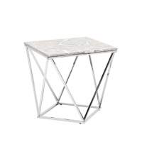 Журнальный стол Журнальный столик Авалон 61*61 серый мрамор сталь серебро STOOL GROUP