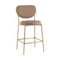 Стул полубарный Барбара NEW экокожа бежевая золотые ножки STOOL GROUP