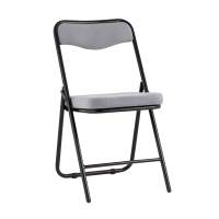 Складной стул Джонни велюр серый каркас черный матовый STOOL GROUP
