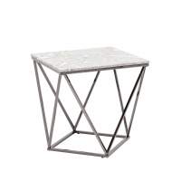Журнальный столик Авалон 61*61 серый мрамор сталь темный хром STOOL GROUP