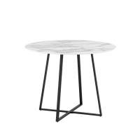 Стол обеденный Дакота 100*100 белый мрамор ножки черные STOOL GROUP