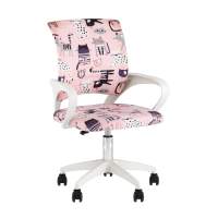Кресло офисное TopChairs Simple SN Junior принт Pink Cats пластик белый STOOL GROUP