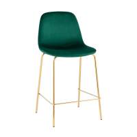 Барный стул Стул полубарный Валенсия SN велюр зеленый золотые ножки STOOL GROUP