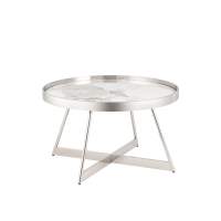 Журнальный столик Гера 80*80см белая керамика сталь серебро STOOL GROUP
