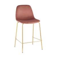 Стул полубарный Валенсия SN велюр розовый золотые ножки STOOL GROUP