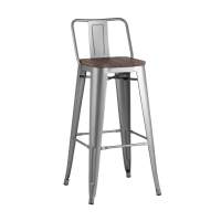 Барный стул Стул барный TOLIX WOOD со спинкой серебристый матовый STOOL GROUP