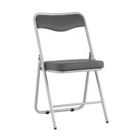 Складной стул Джонни экокожа серый каркас металлик STOOL GROUP