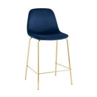 Стул полубарный Валенсия SN велюр синий золотые ножки STOOL GROUP