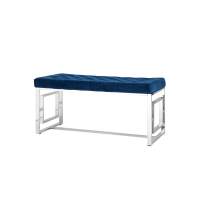Банкетка-скамейка БРУКЛИН велюр синий сталь серебро STOOL GROUP