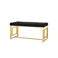 Банкетка-скамейка БРУКЛИН велюр черный сталь золото STOOL GROUP